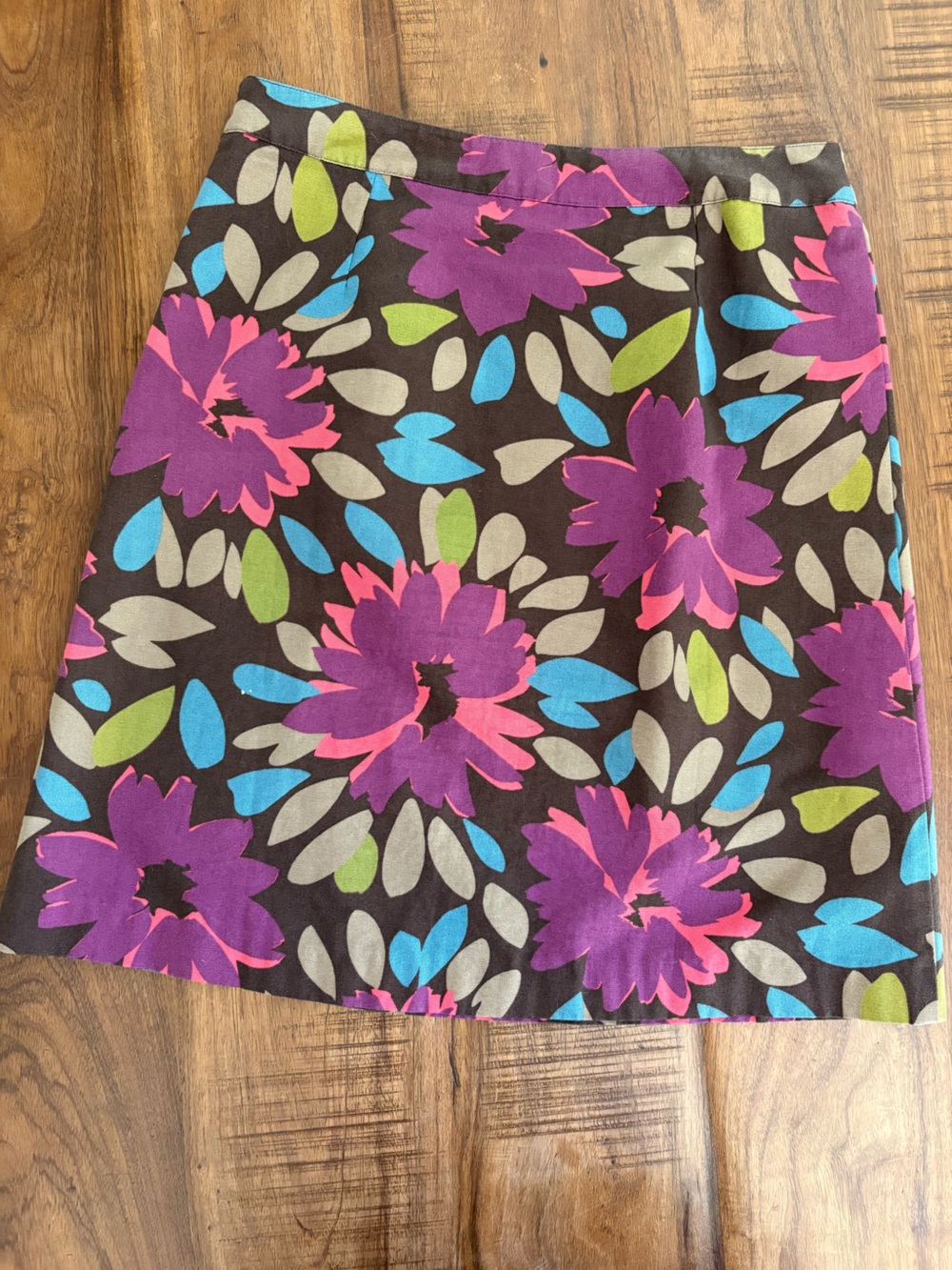 Boden Floral Print A-Line Skirt - Purple Pink on Brown - Picture 4 of 4